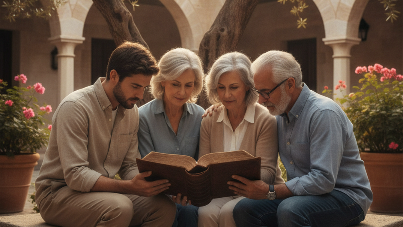 Grupo de personas leyendo la Biblia en comunidad