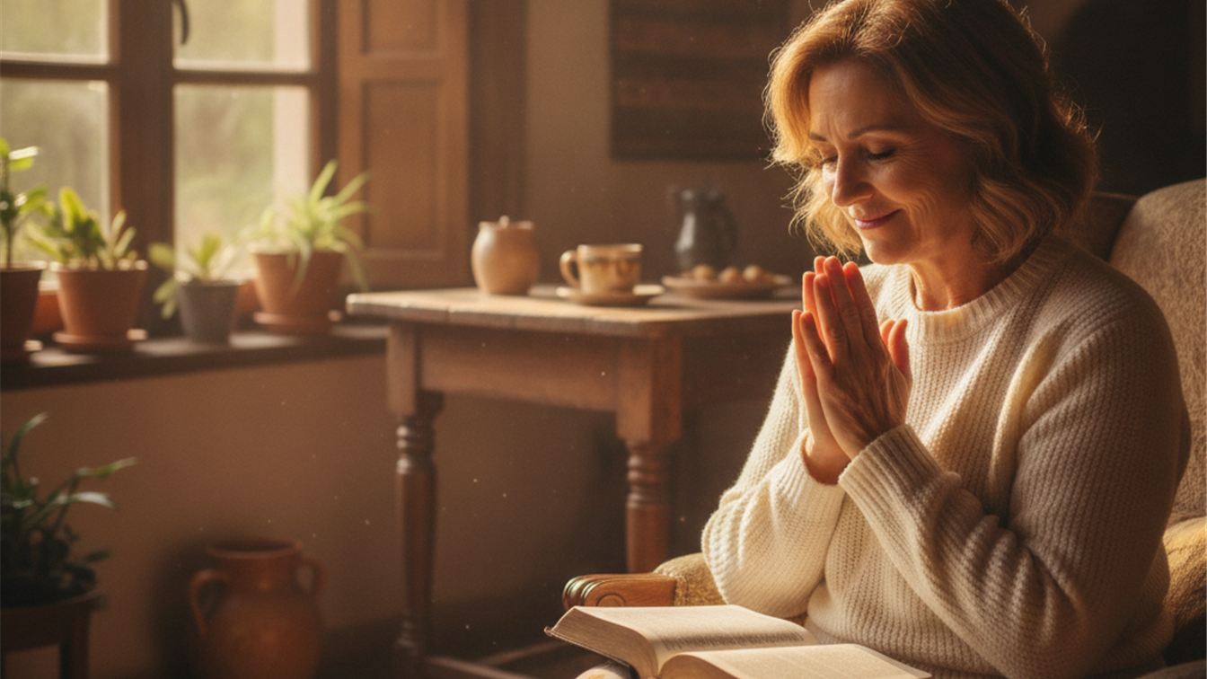 mujer orando leyendo la Biblia salmos