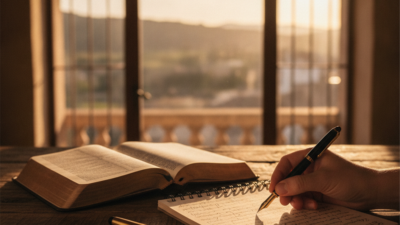 biblia abierta con diario de lectura
