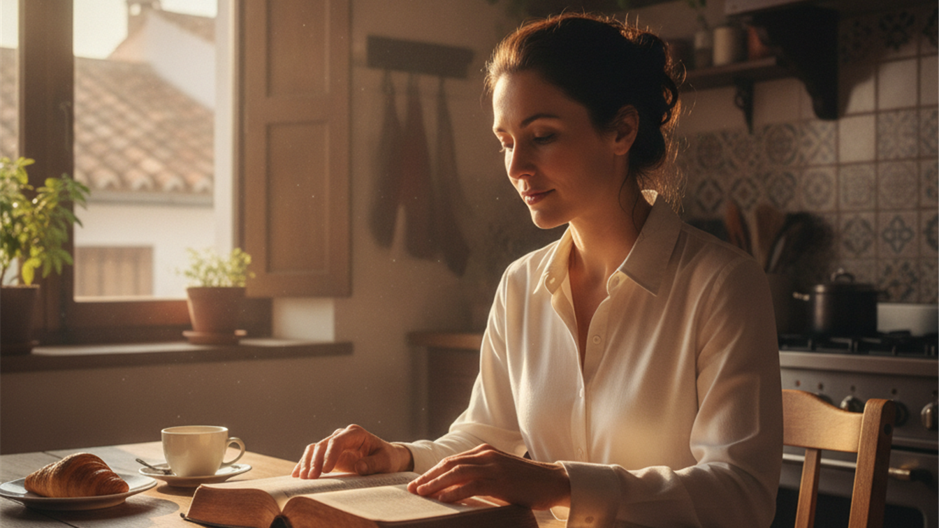 mujer leyendo biblia devocional manana