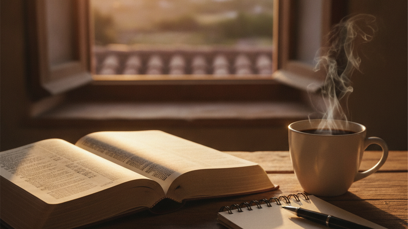 biblia abierta mesa oracion manana