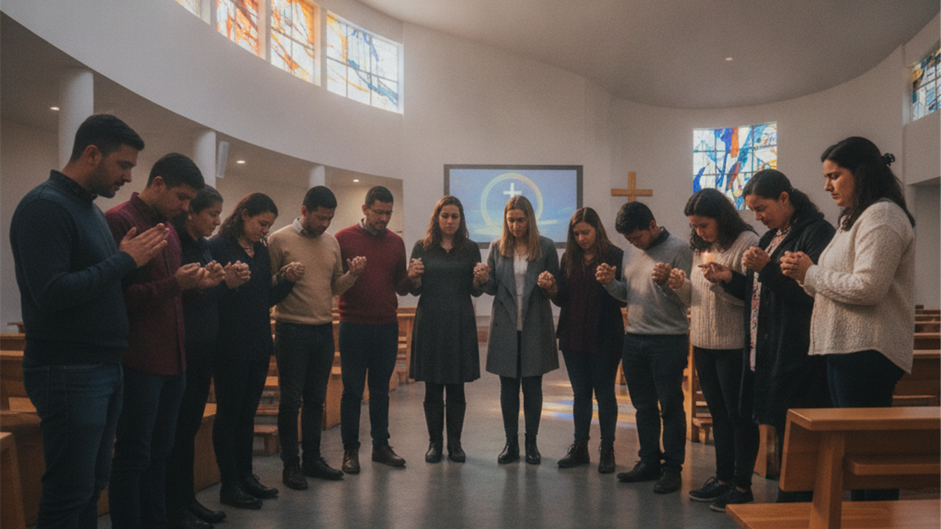 Iglesia evangelica orando por Colombia