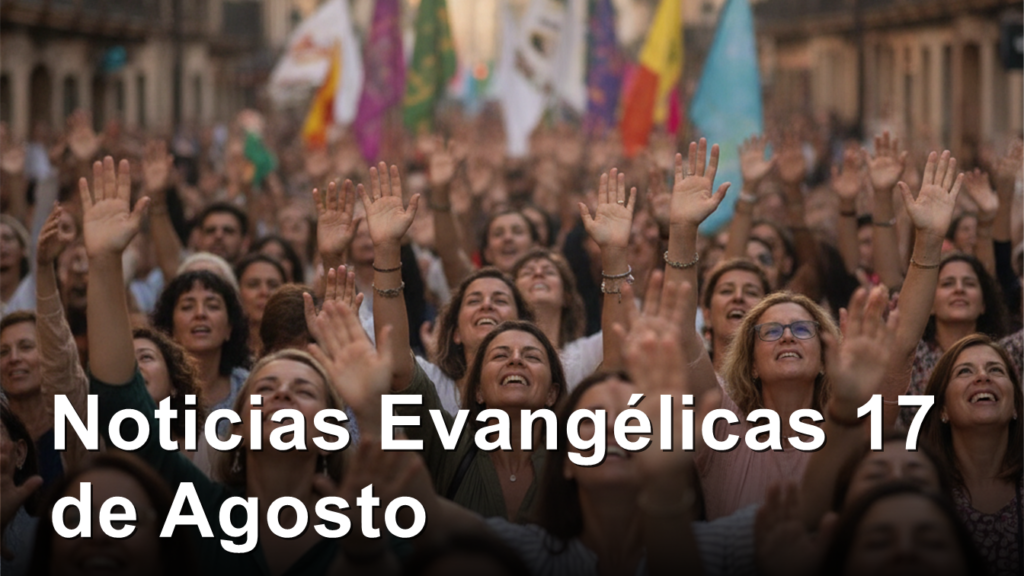 Multitud cristiana orando y alabando al aire libre