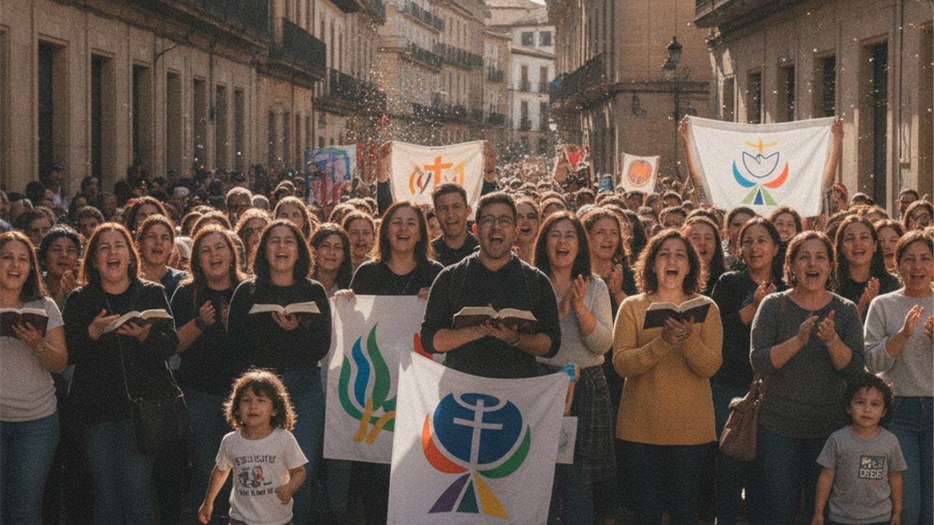 Marcha para Jesus multitud cristiana en la calle