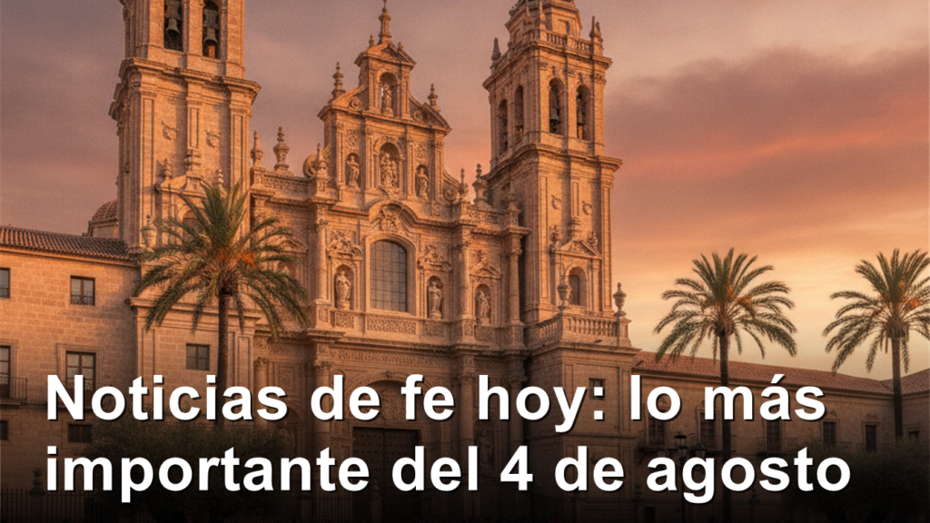 Catedral espanola al atardecer con peregrinos