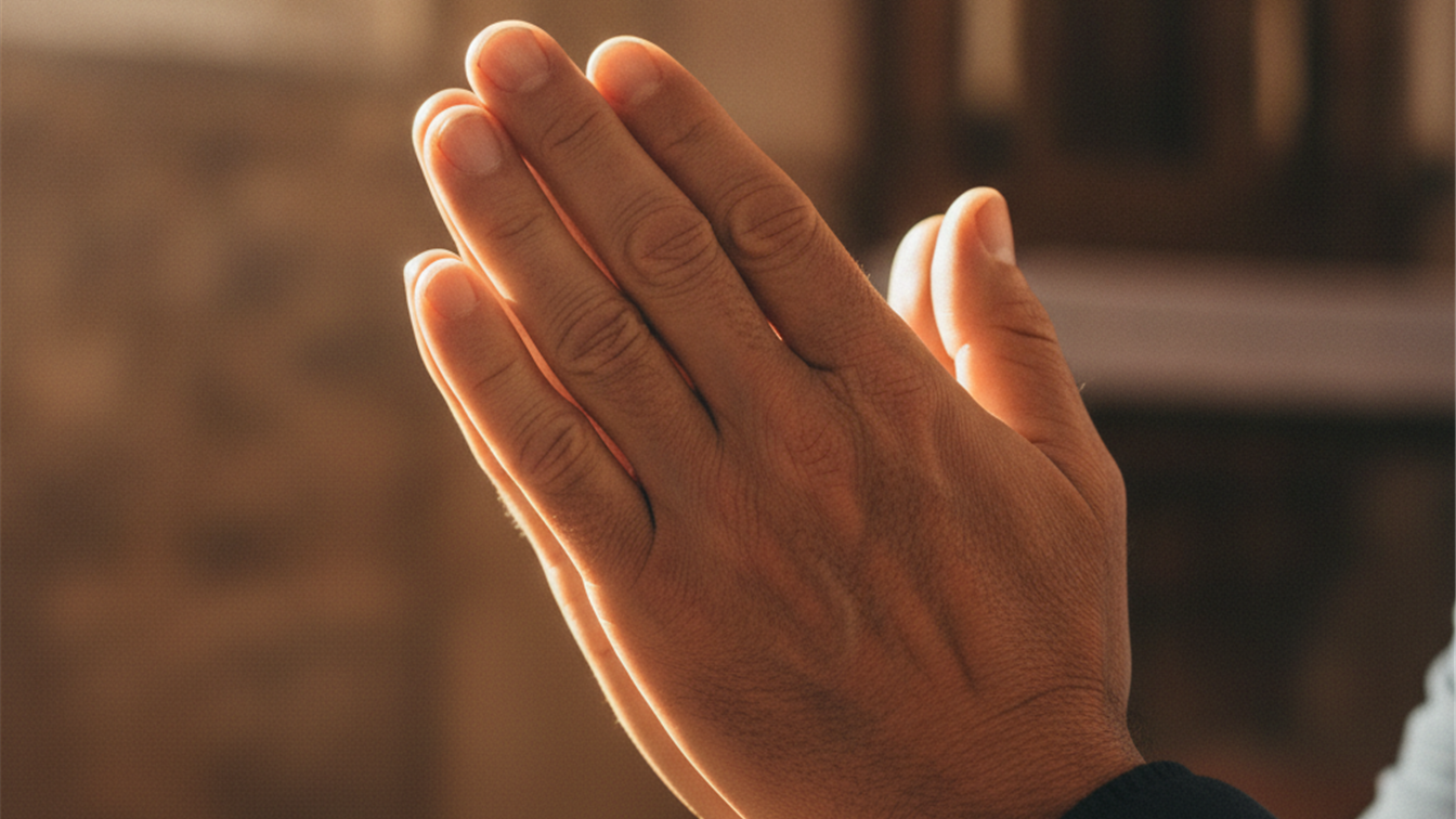 Manos orando en oracion cristiana