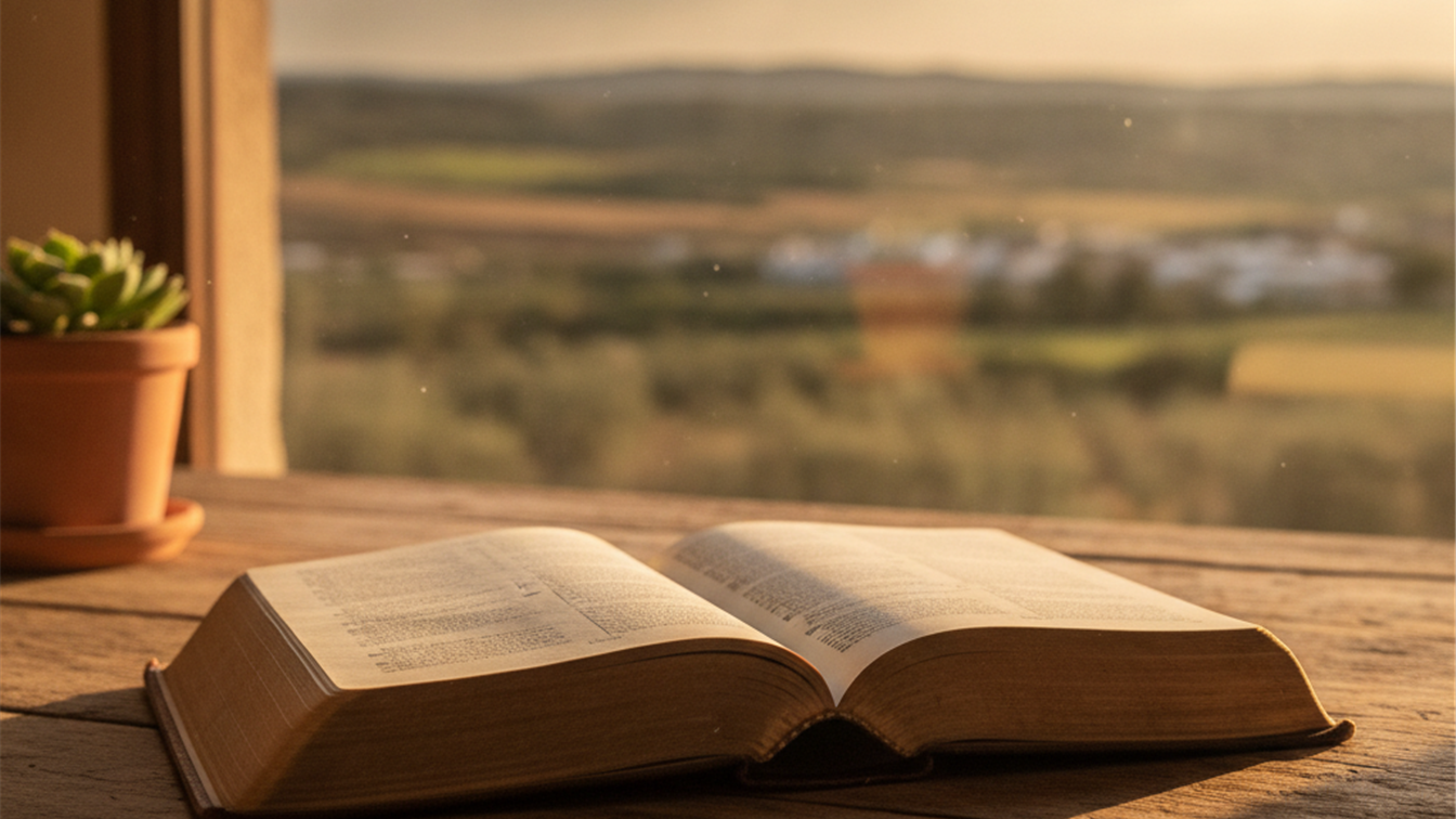 Biblia abierta al amanecer