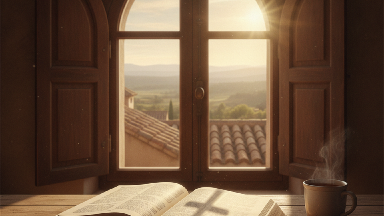Biblia abierta con luz de amanecer Salmo 91