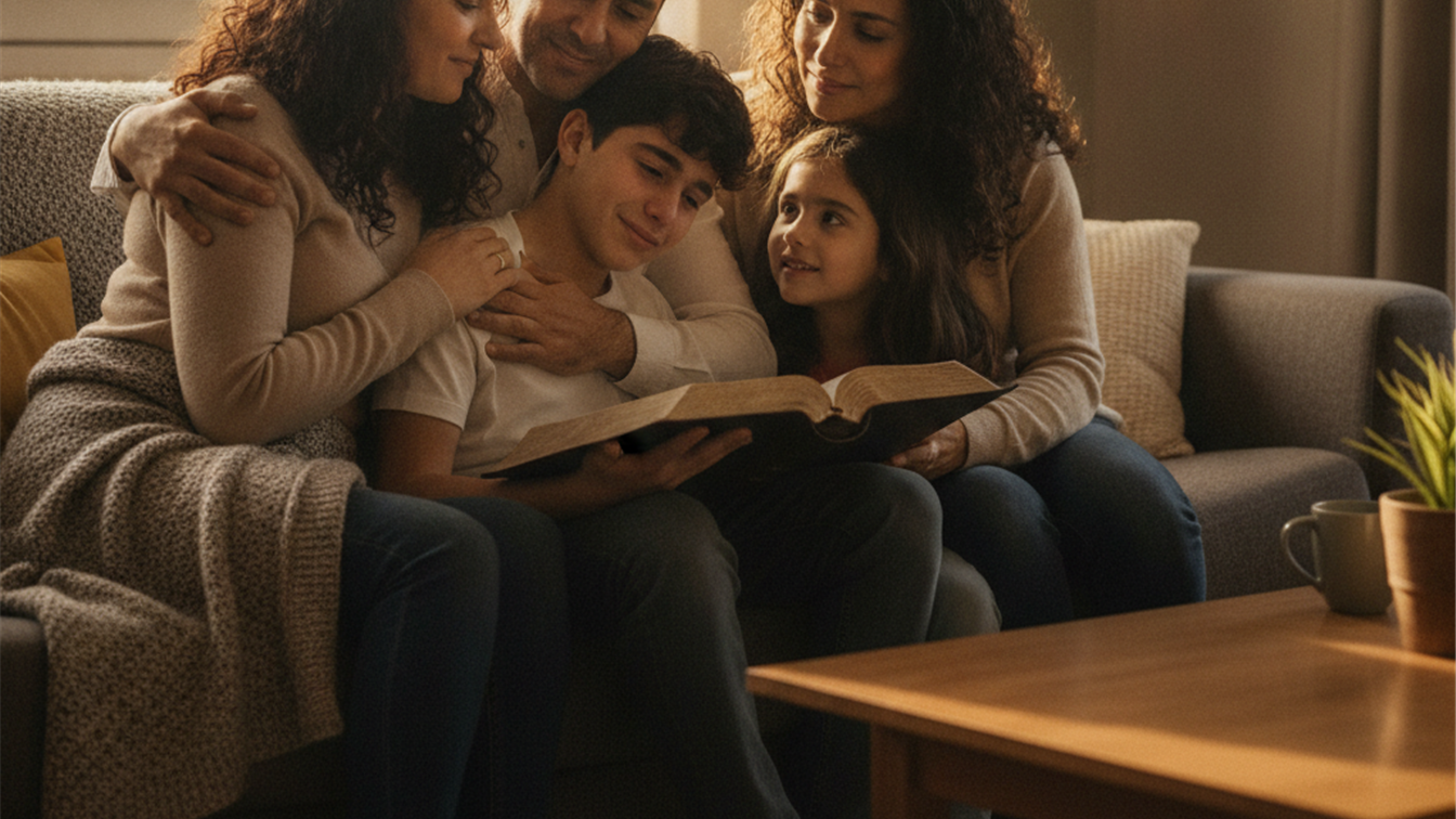 familia leyendo la biblia juntos amor y perdon