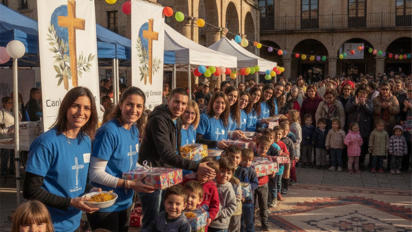 Voluntarios evangelicos ayudan a ninos necesitados en evento benefico en Espana