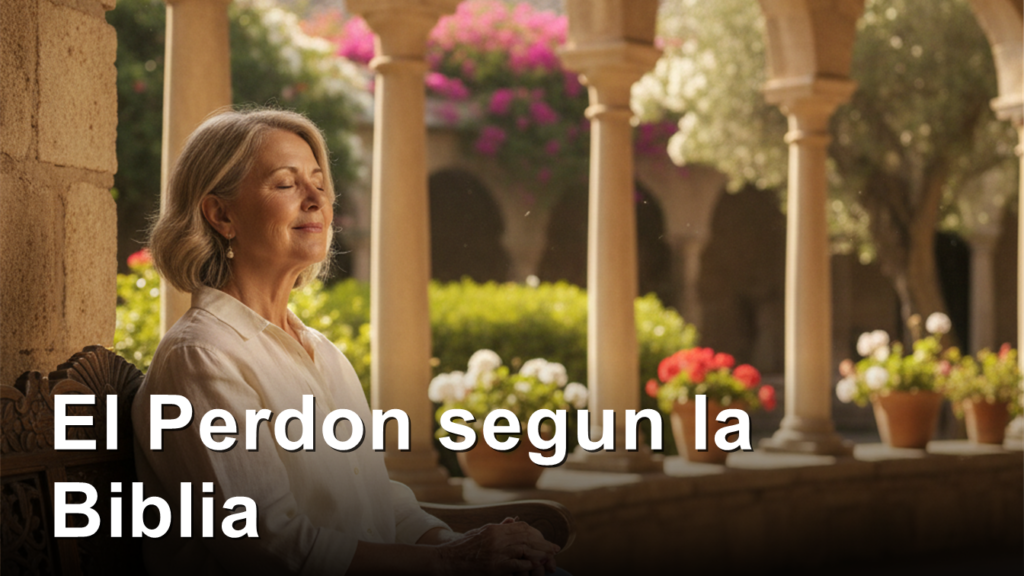 El perdon segun la Biblia: mujer en contemplacion en patio espanol