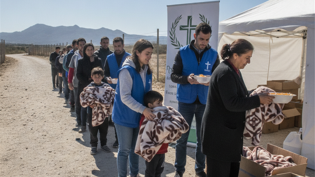 Voluntarios evangelicos ayudando a migrantes en Espana