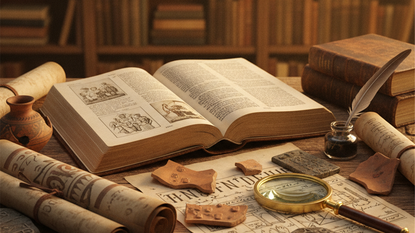 Biblia abierta con manuscritos antiguos y descubrimientos arqueologicos 2026