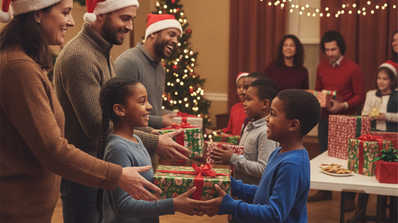 Voluntarios evangelicos entregando cajitas navidad Operacion Nino de la Navidad 2026