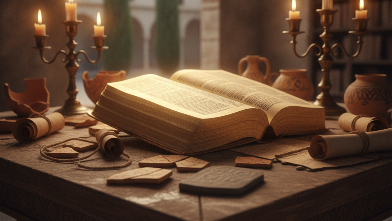 Biblia antigua con pergaminos arqueologicos - descubrimientos biblicos 2026