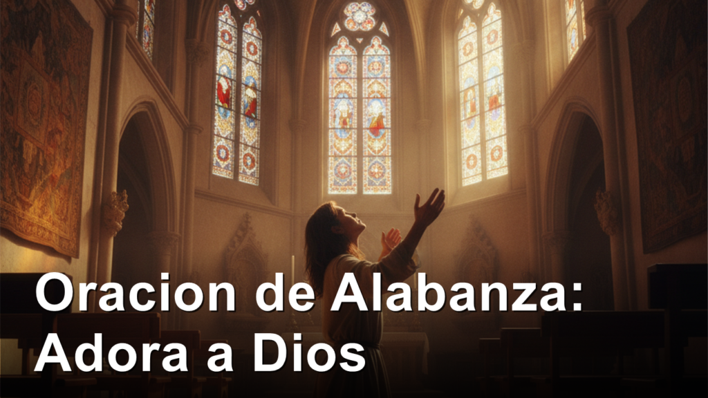 Oracion de alabanza biblica persona adorando en iglesia espanola