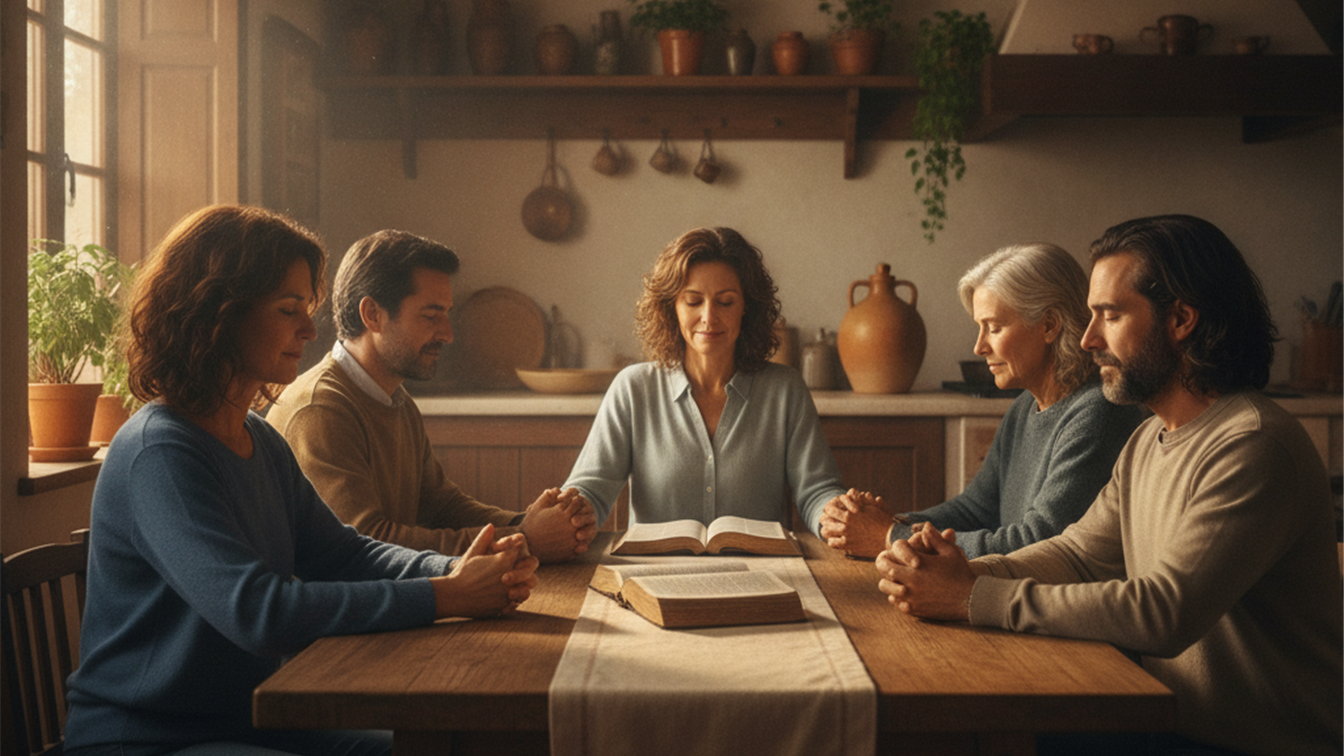 Family praying Bible promises God