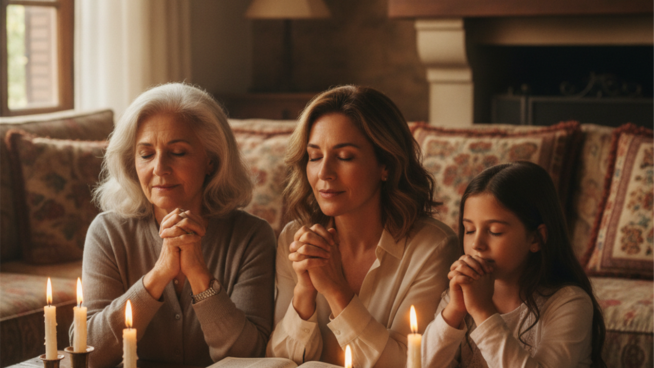 familia orando con la Biblia salmos de esperanza