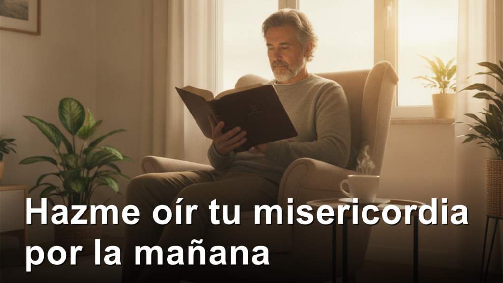 Hombre leyendo la Biblia por la manana junto a una ventana